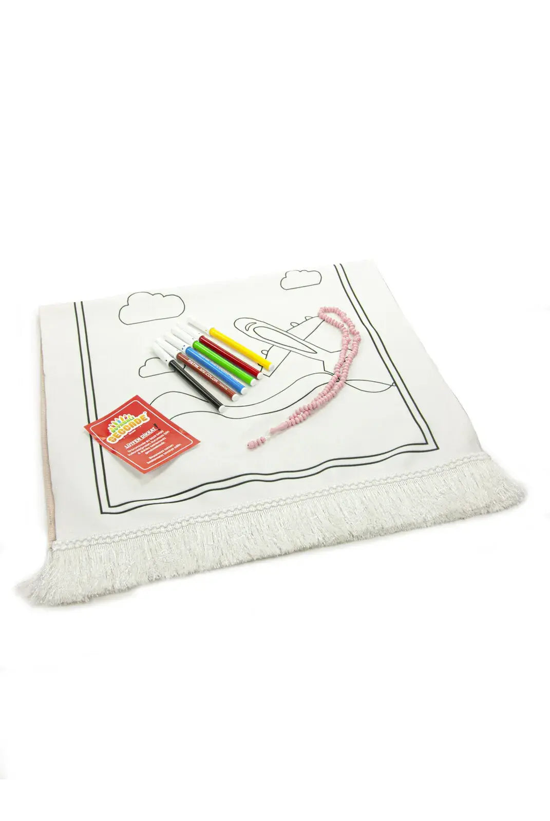 Boyamalı Yıkanabilir Eğitici Çocuk Seccadesi ve Tesbih Seti