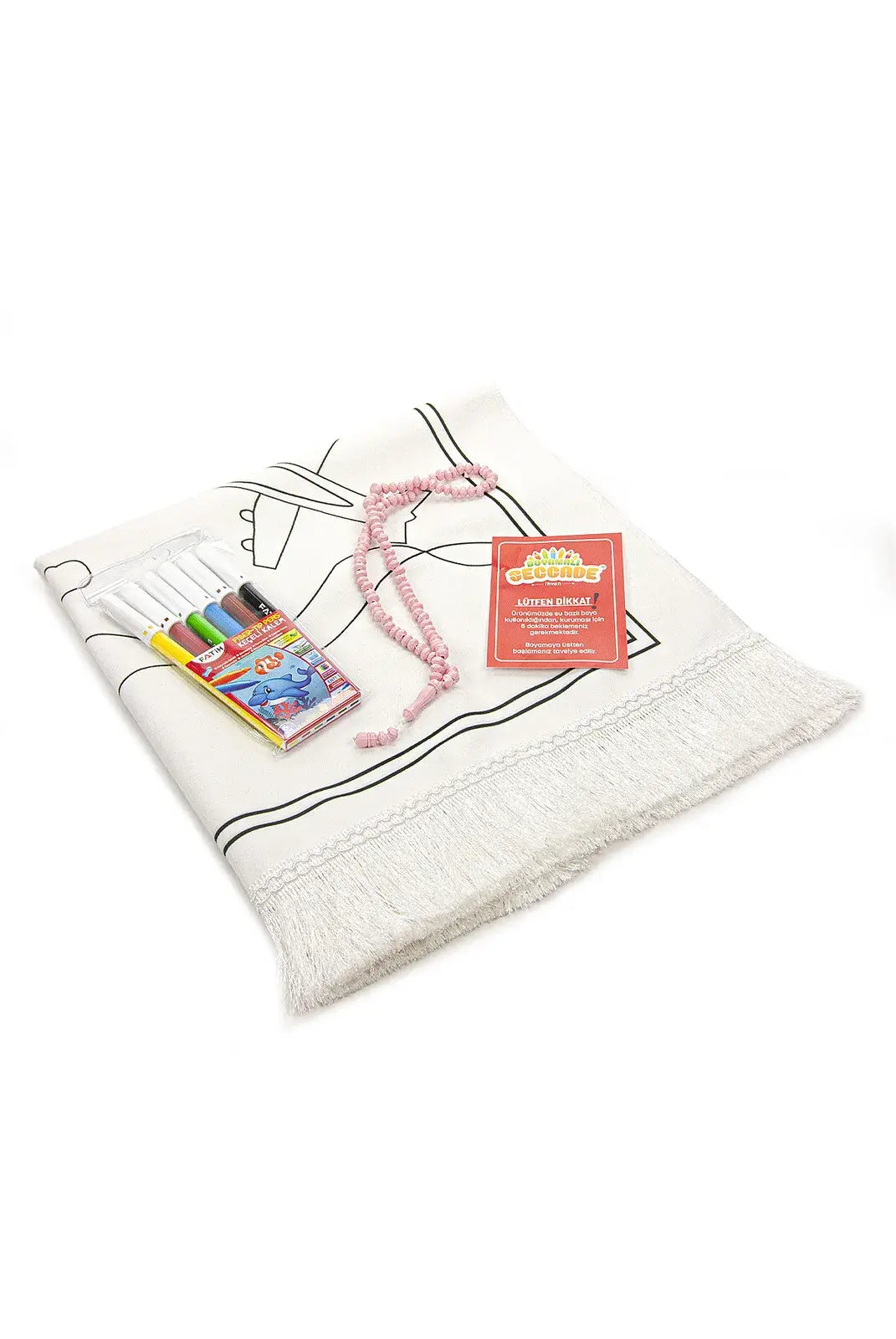 Boyamalı Yıkanabilir Eğitici Çocuk Seccadesi ve Tesbih Seti