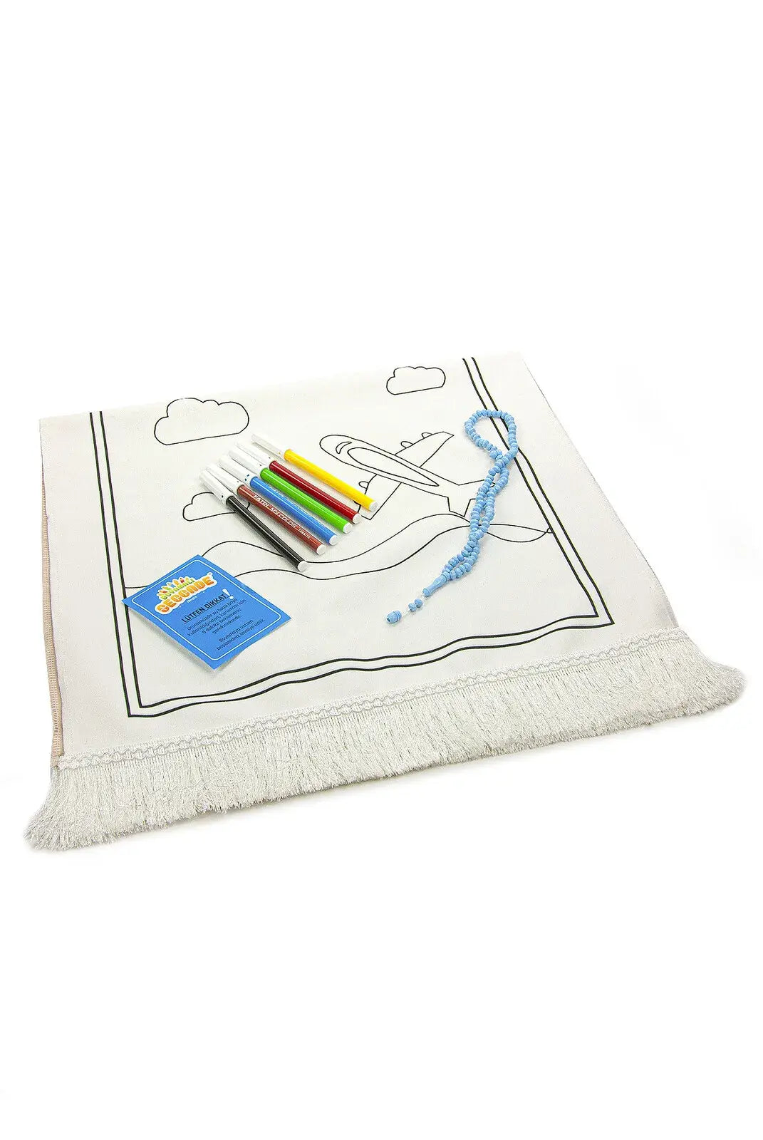 Boyamalı Yıkanabilir Eğitici Çocuk Seccadesi ve Tesbih Seti