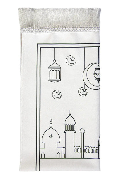 Boyamalı Yıkanabilir Eğitici Çocuk Seccadesi ve Tesbih Seti